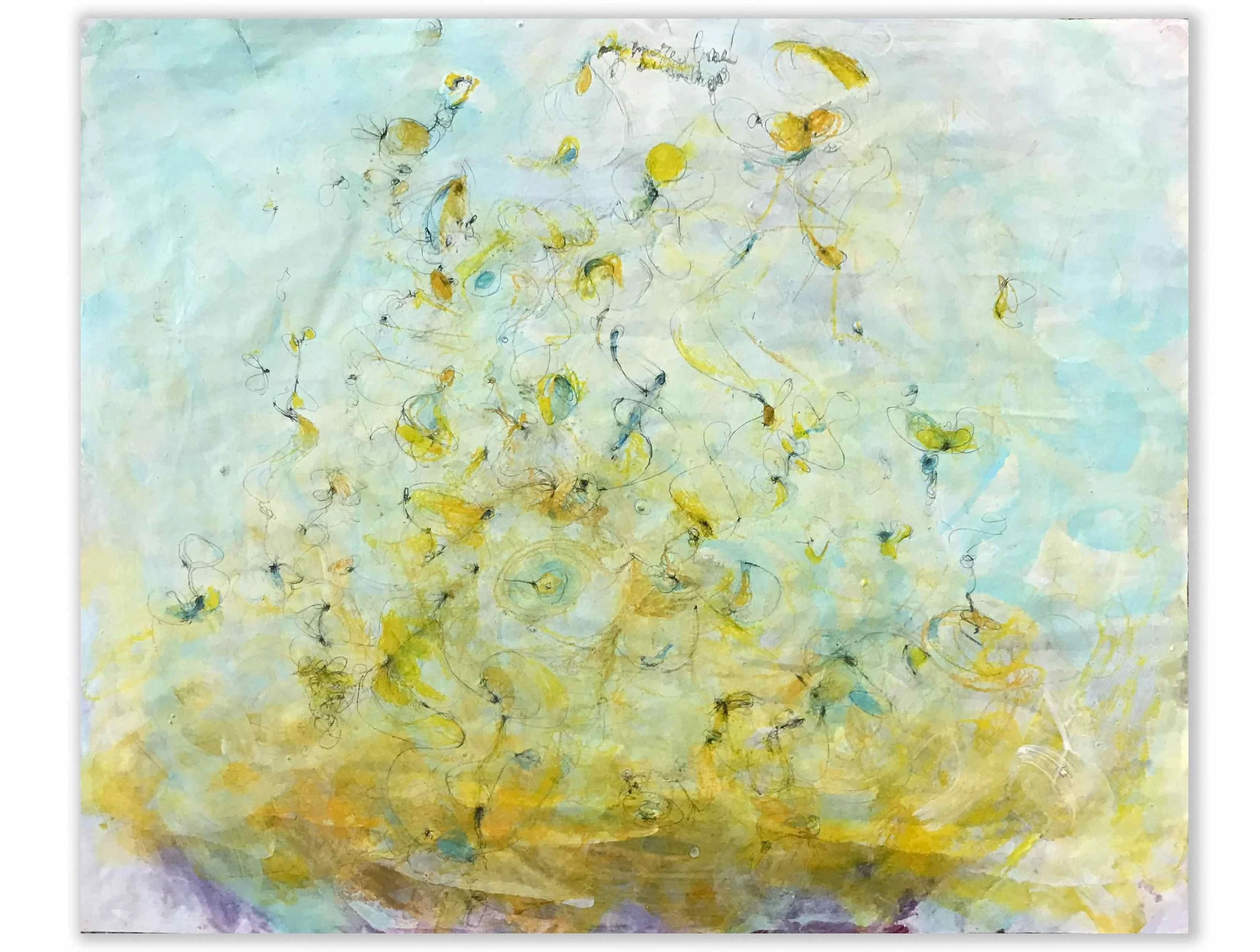 Blue Yellow 14" x 17" oil, crayon, pencil  on paper $700