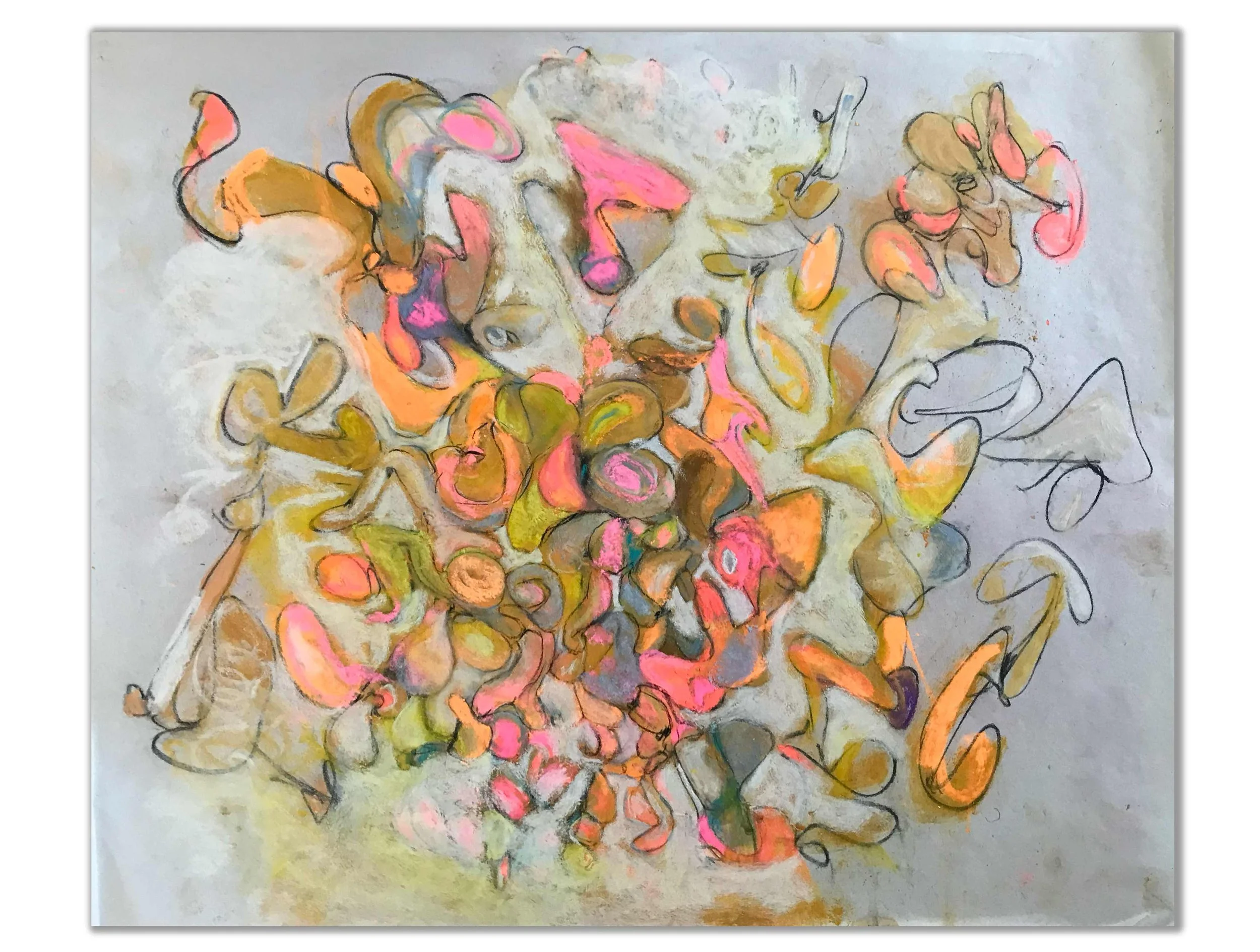 Fluorescent Paisley 2  14" x 17" pastel and pencil on paper $700.