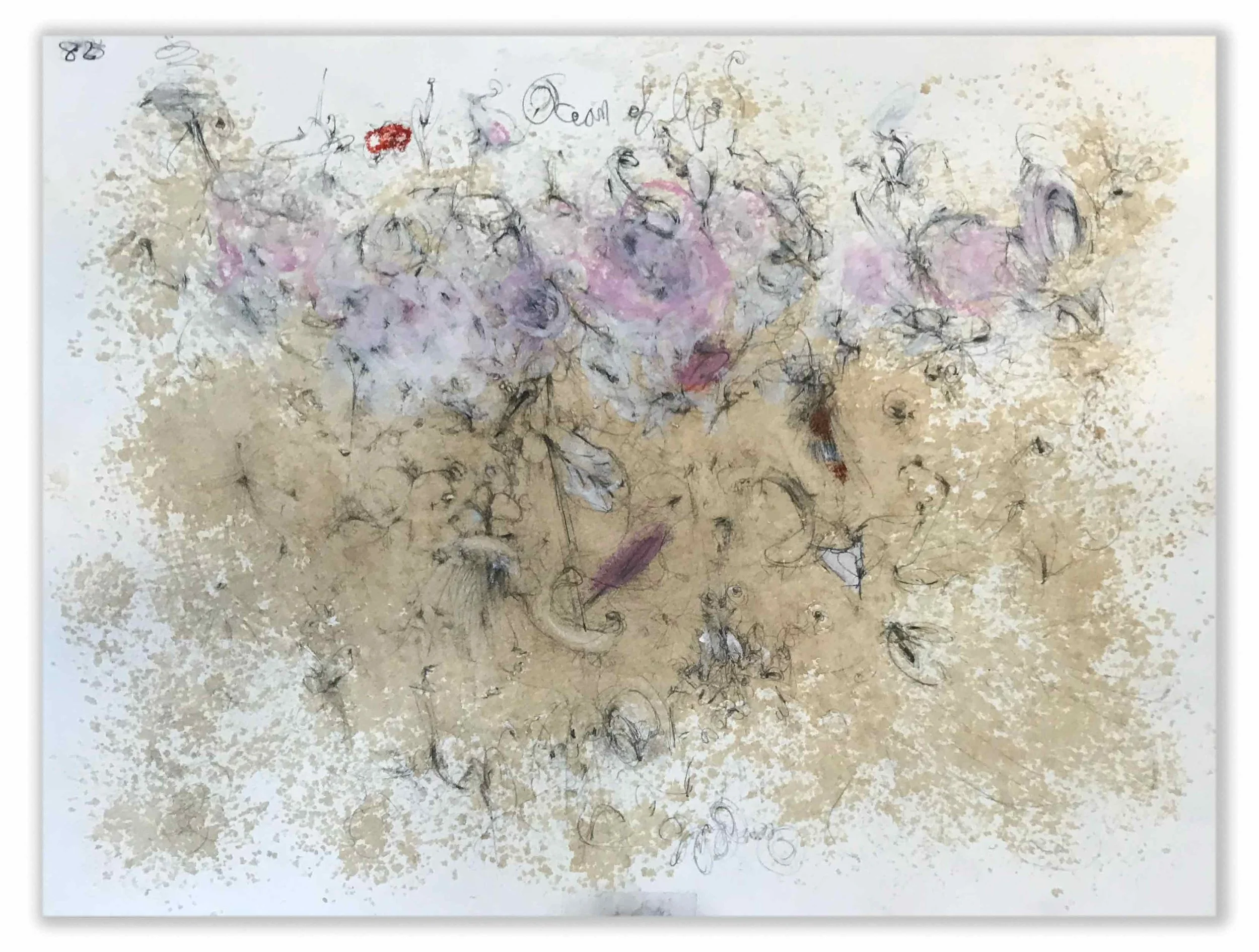 Stain 6, 9" x 12" coffee stain, crayon, pencil pastel on paper $300.