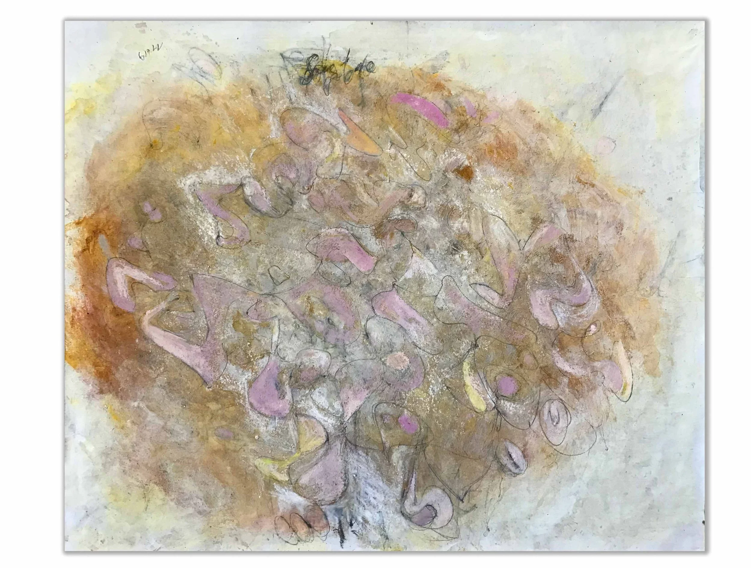 Pink Paisley 14" x 17" oil, pastel,  pencil on paper $700.