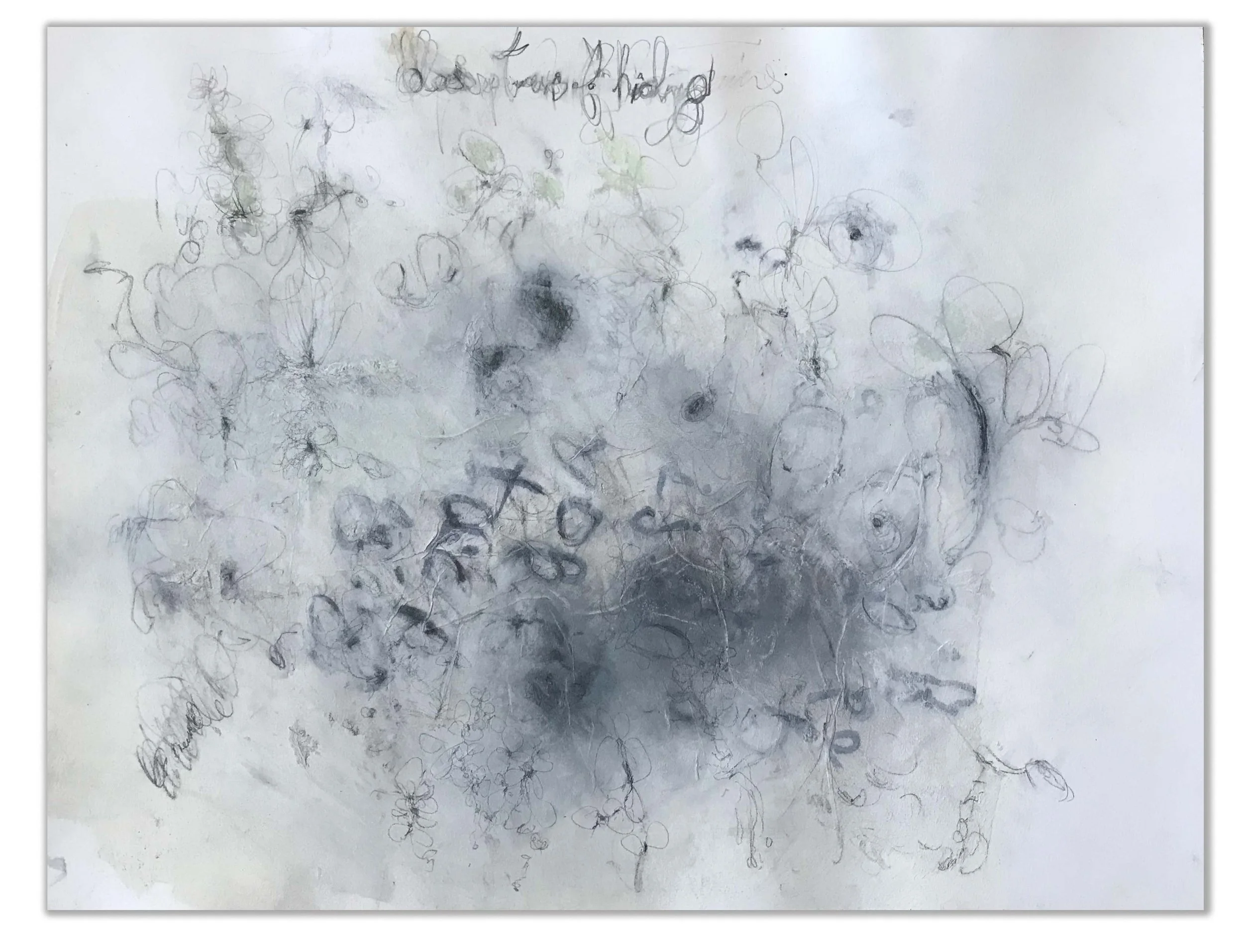 White Black Marks 2, 9" x 12" paint, pencil, pastel, plaster on paper $300.