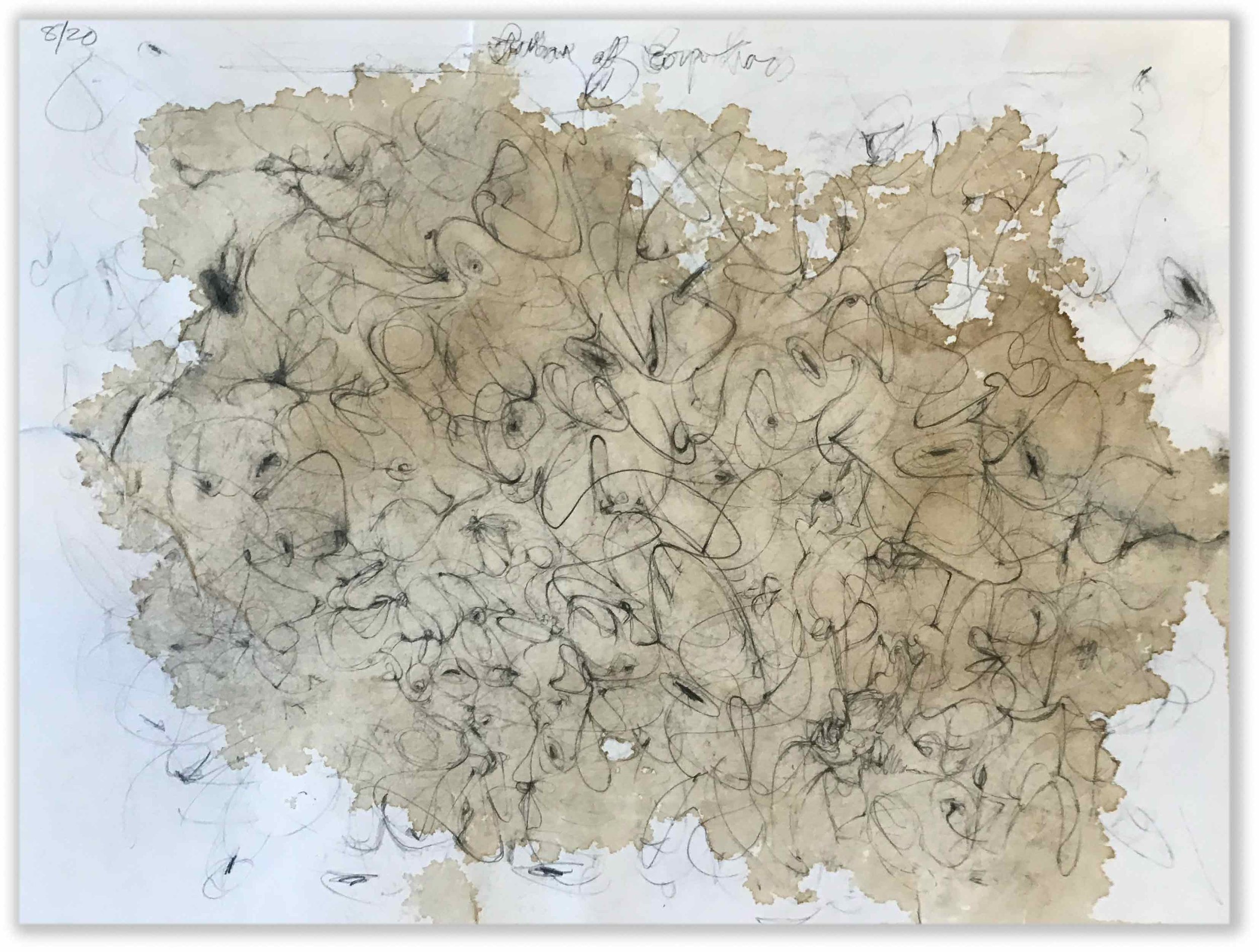 Stain 12,  9" x 12" coffee stain, and pencil on paper $300.