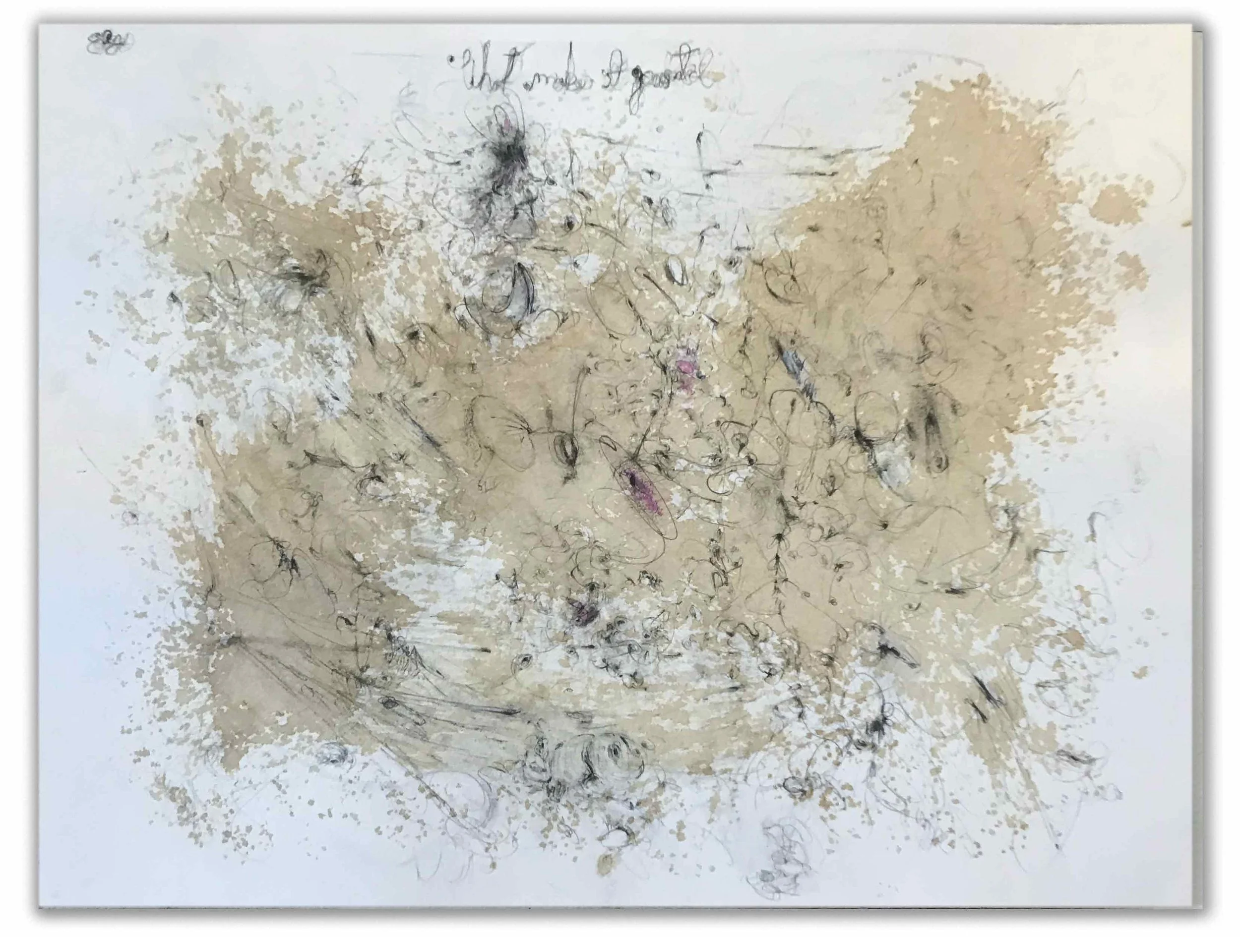 Stain 12,  9" x 12" coffee stain, crayon, pencil pastel on paper $300.