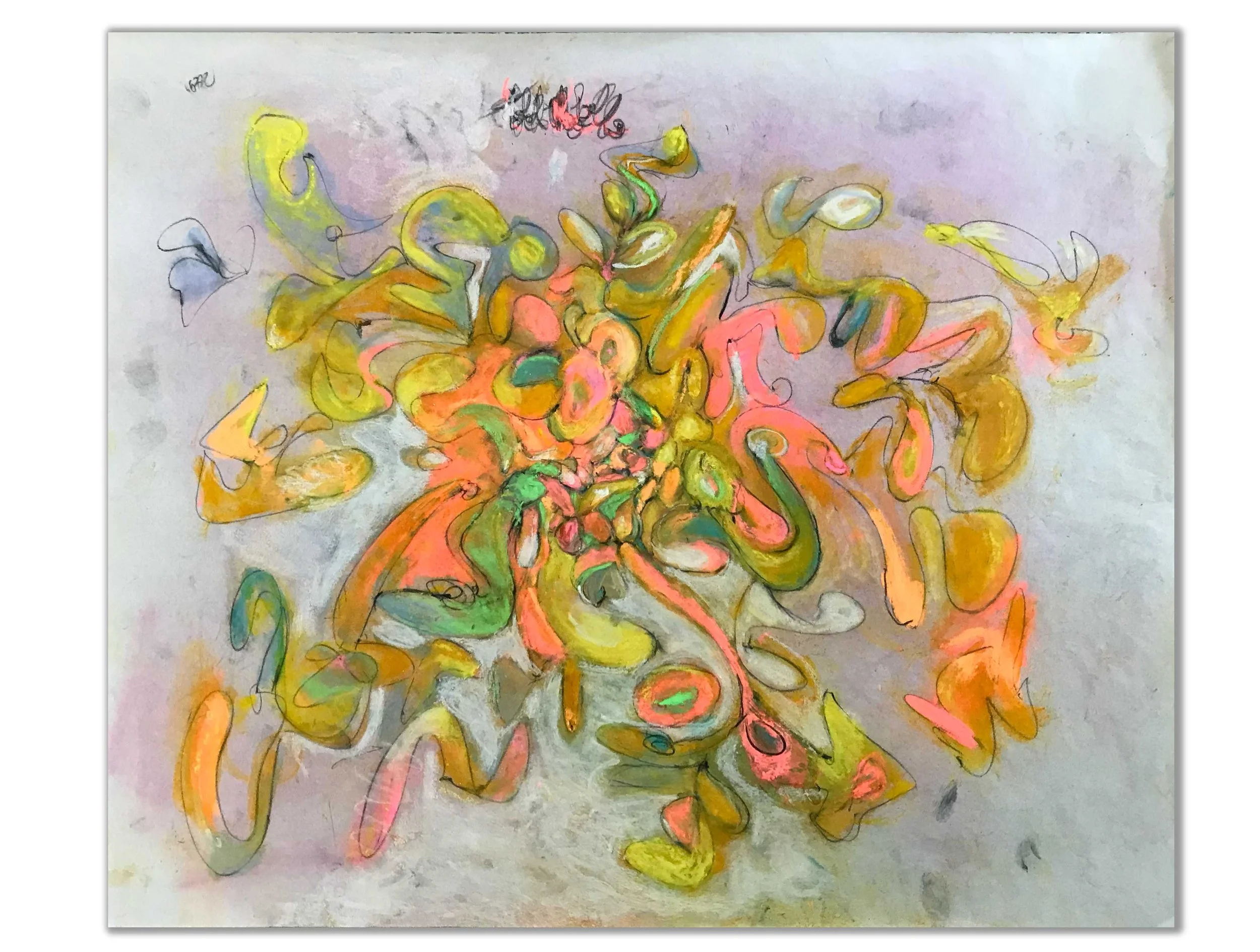 Fluorescent Paisley 1  14" x 17" pastel and pencil on paper $700.