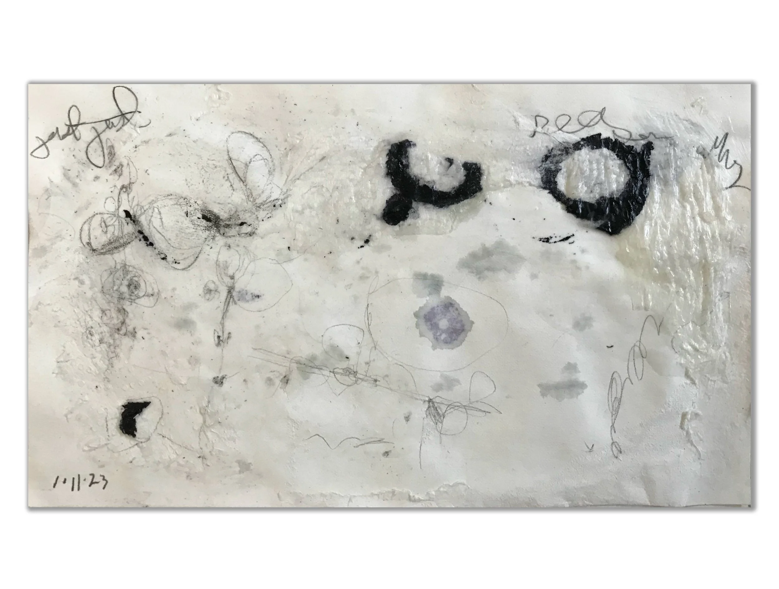 White Dream 3, 81/2" 5"  paint, pencil, stain, gel  on paper $125