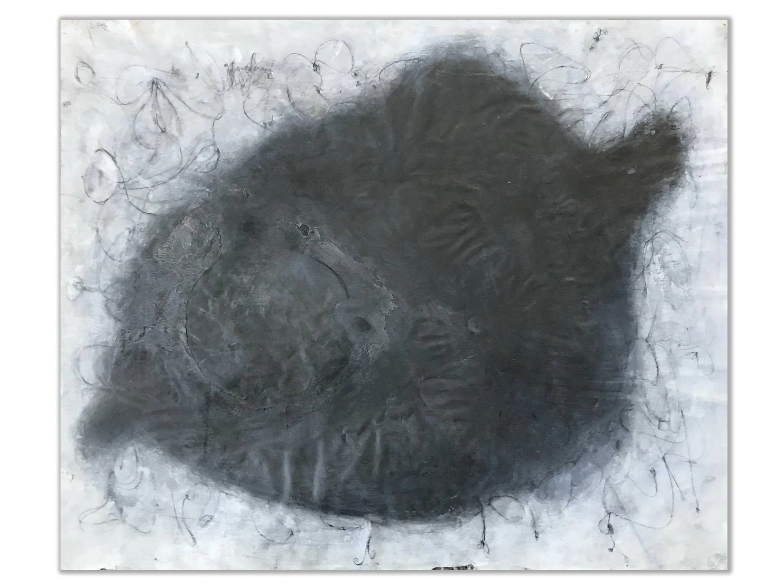 Black acorn 14" x 17" oil paint,  pencil on paper $700.