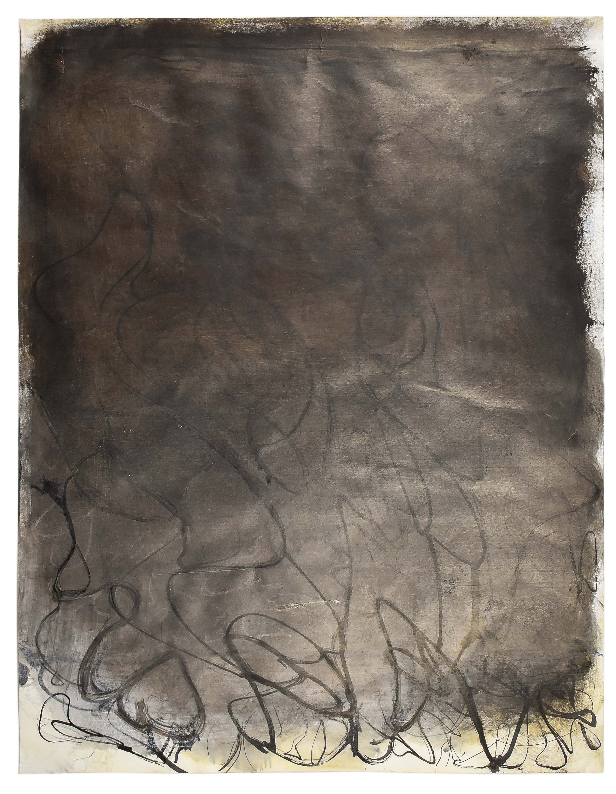 Falling Brown 2 18" x 24" paint, stain, pencil on paper $1200