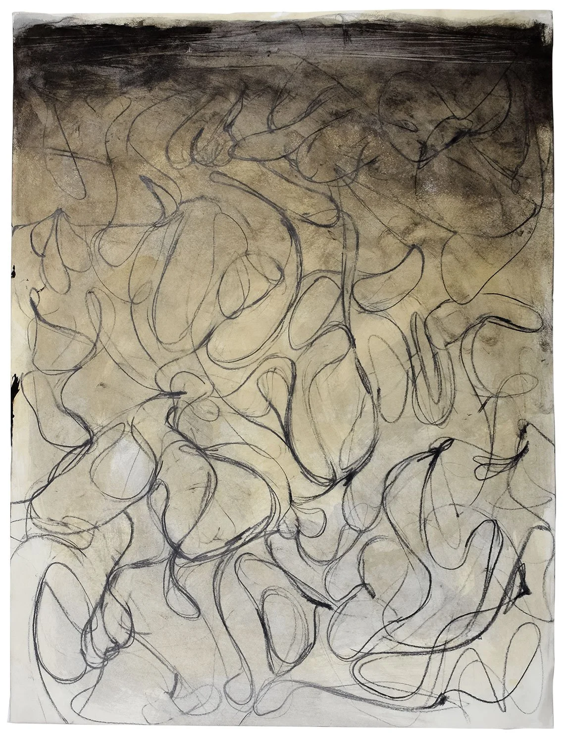 Falling Gold 1 18" x 24" paint, stain, pencil on paper $1200