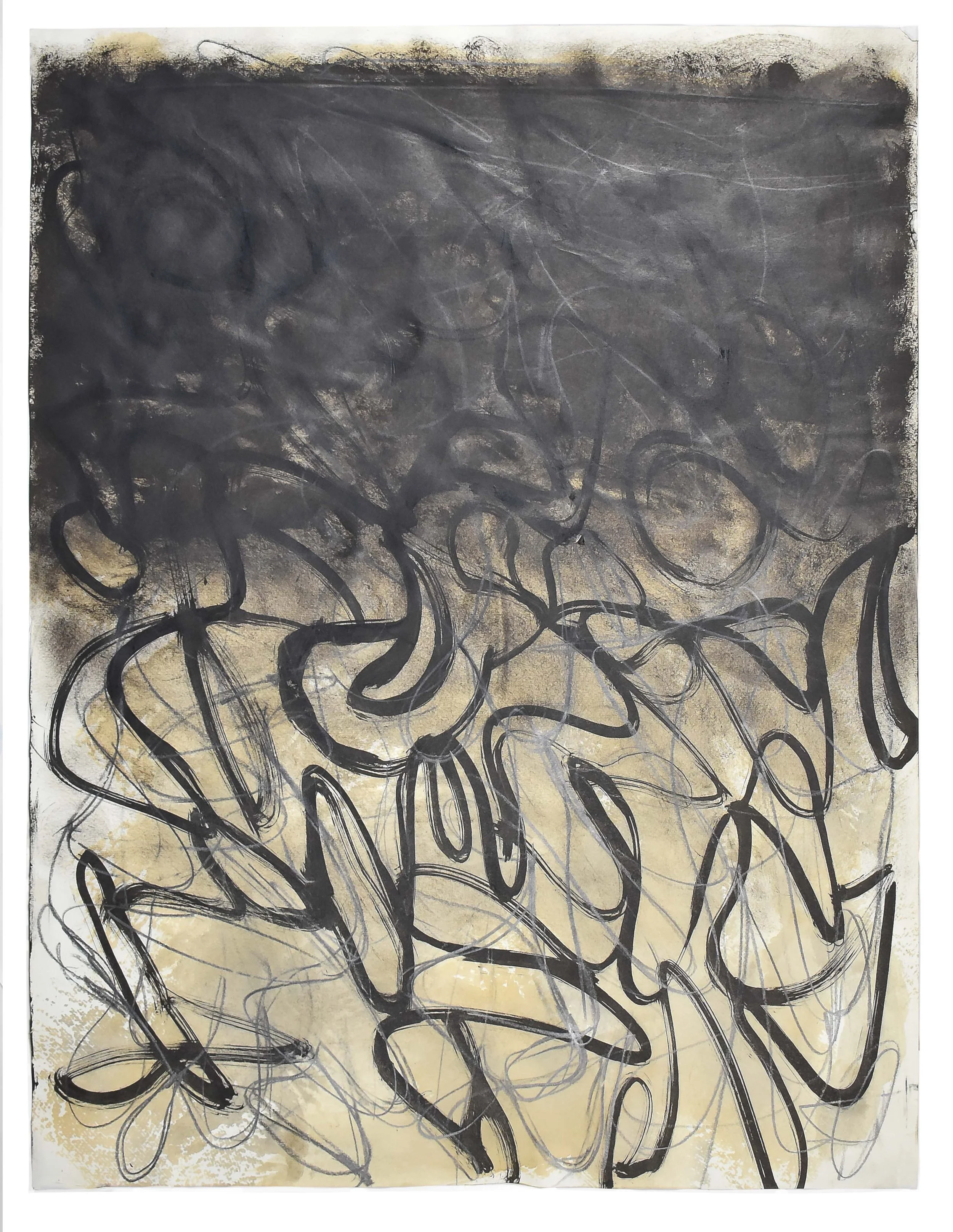 Falling Gold 2 1 18" x 24" paint, stain, pencil on paper $1200