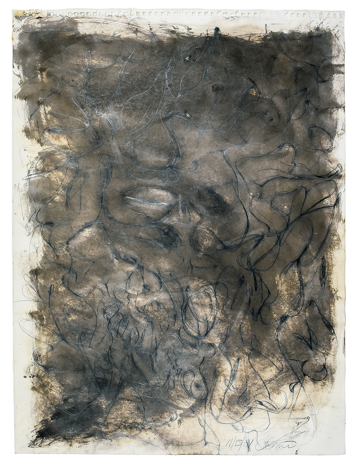 Falling Brown 1 18" x 24" paint, stain, pencil on paper $1200