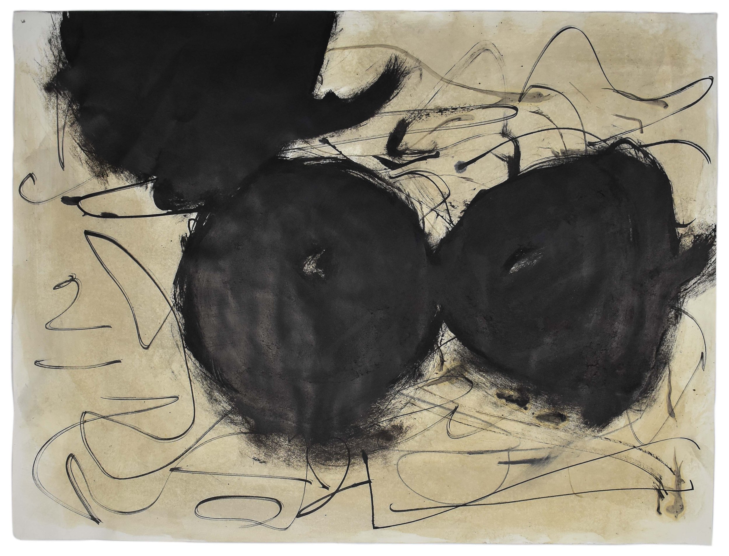 Three Acorns 3 18" x 24" paint, stain, pencil on paper $1200