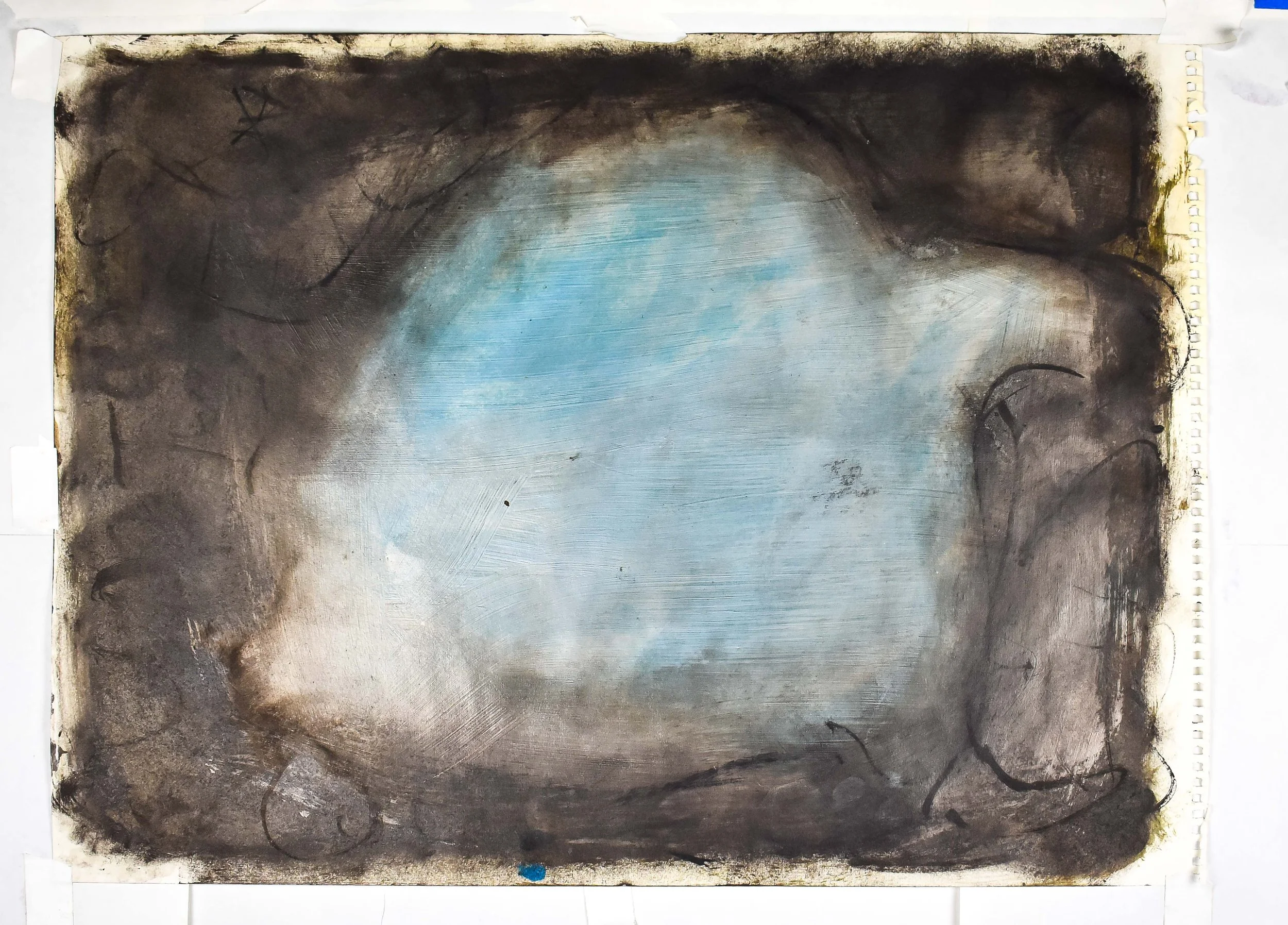 Blue Acorn 3 18" x 24" paint, stain, pencil on paper $1200