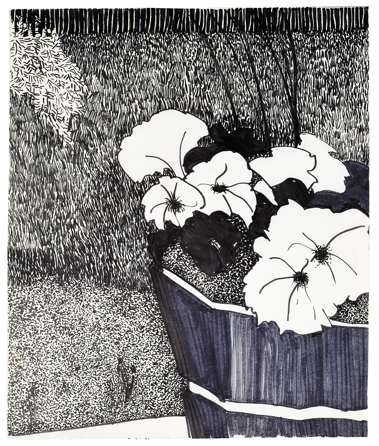 Flower Pot 14" x 17" ink marker on paper $700.