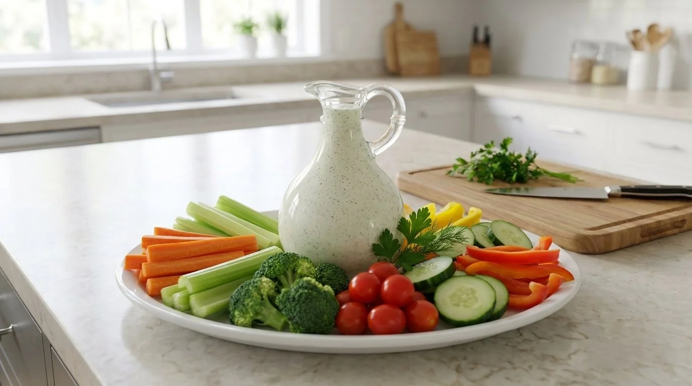 Ranch dressing and veggie platter