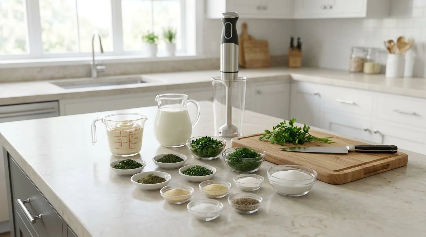 Ingredients for homemade ranch dressing