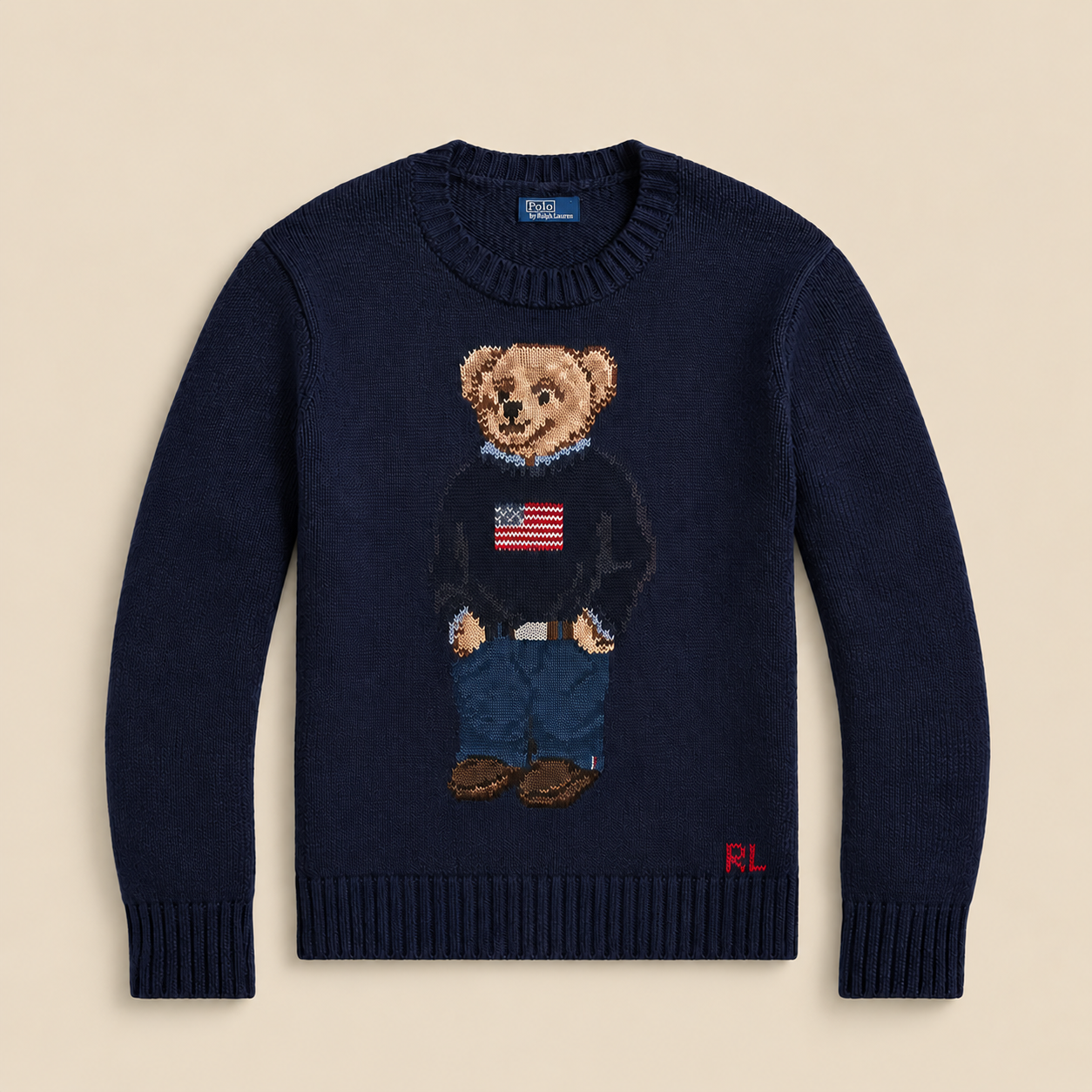 Jersey Polo azul marino con oso icónico.png