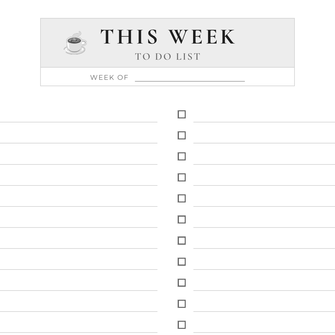 To Do List This Week