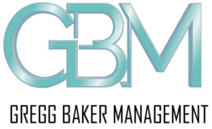 Logo of Gregg Baker Management with the initials GBM in teal and a stylized font.