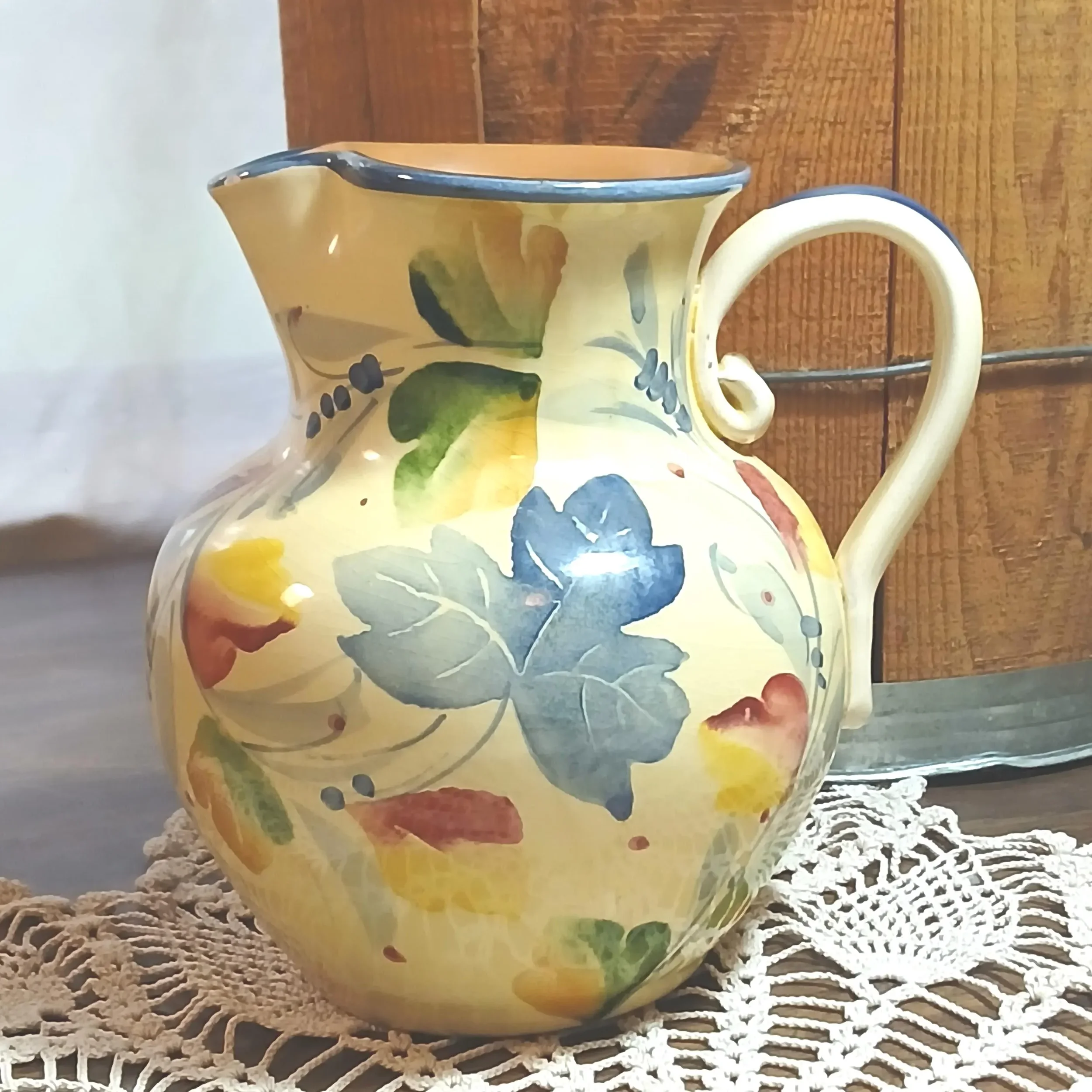 Vintage Ceramiche Alfa Hand-Painted Earthenware Pitcher