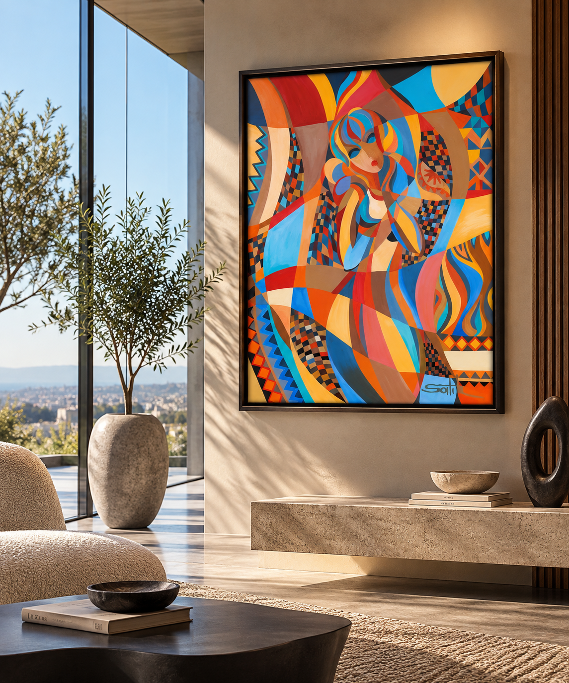 Vibrant Abstract Art in a Sunlit Nook.png