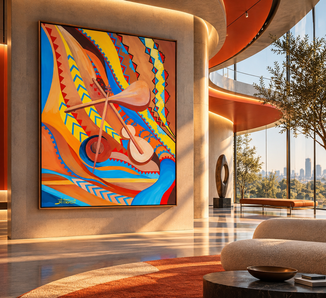 Futuristic Gallery Lounge with Vibrant Abstract Art.png