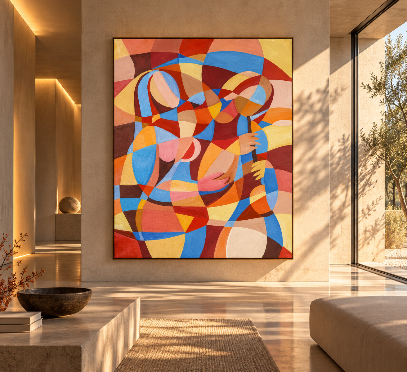 Sunlit Abstract Art Gallery Interior.png