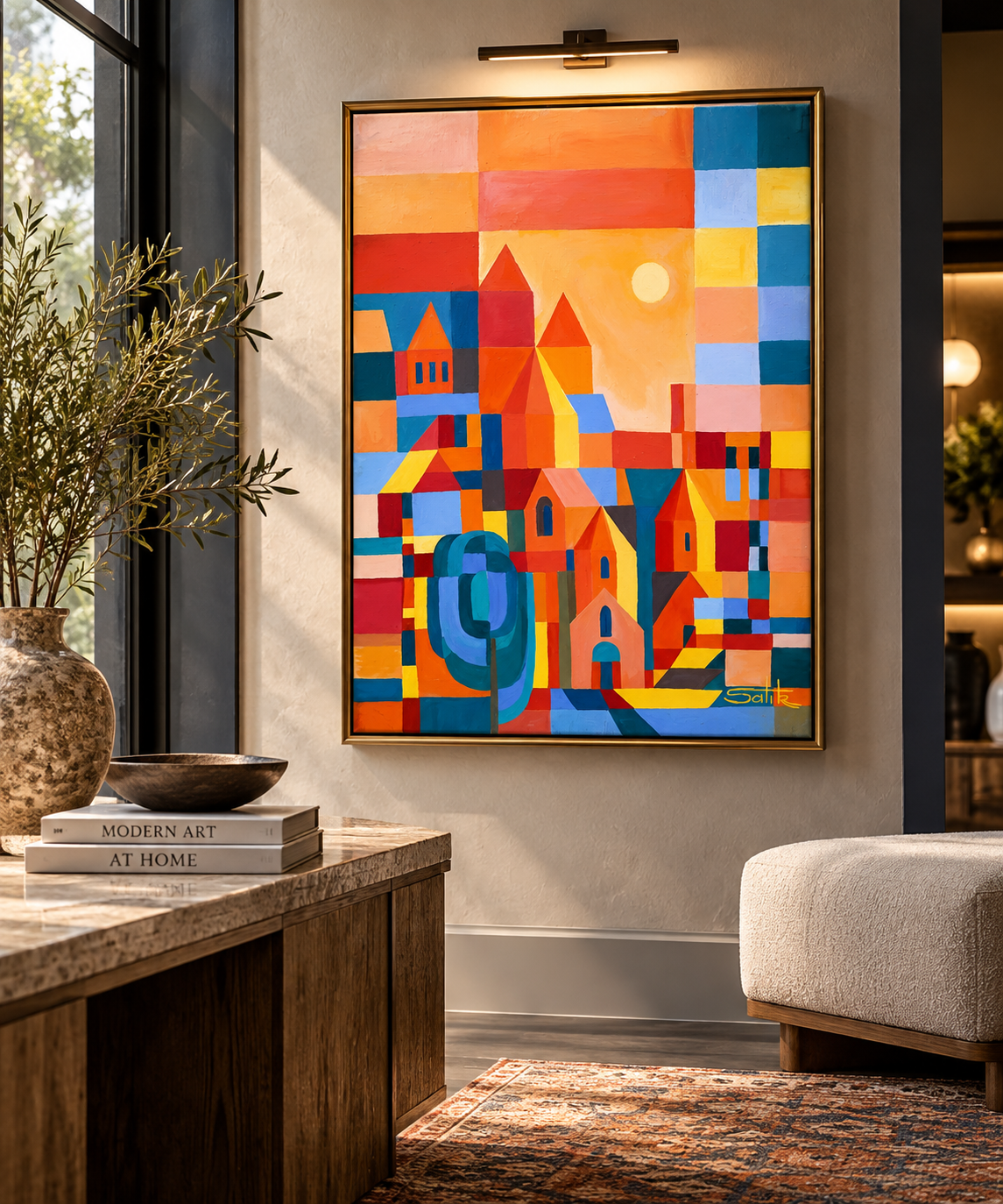 Modern Gallery Nook with Geometric Art.png