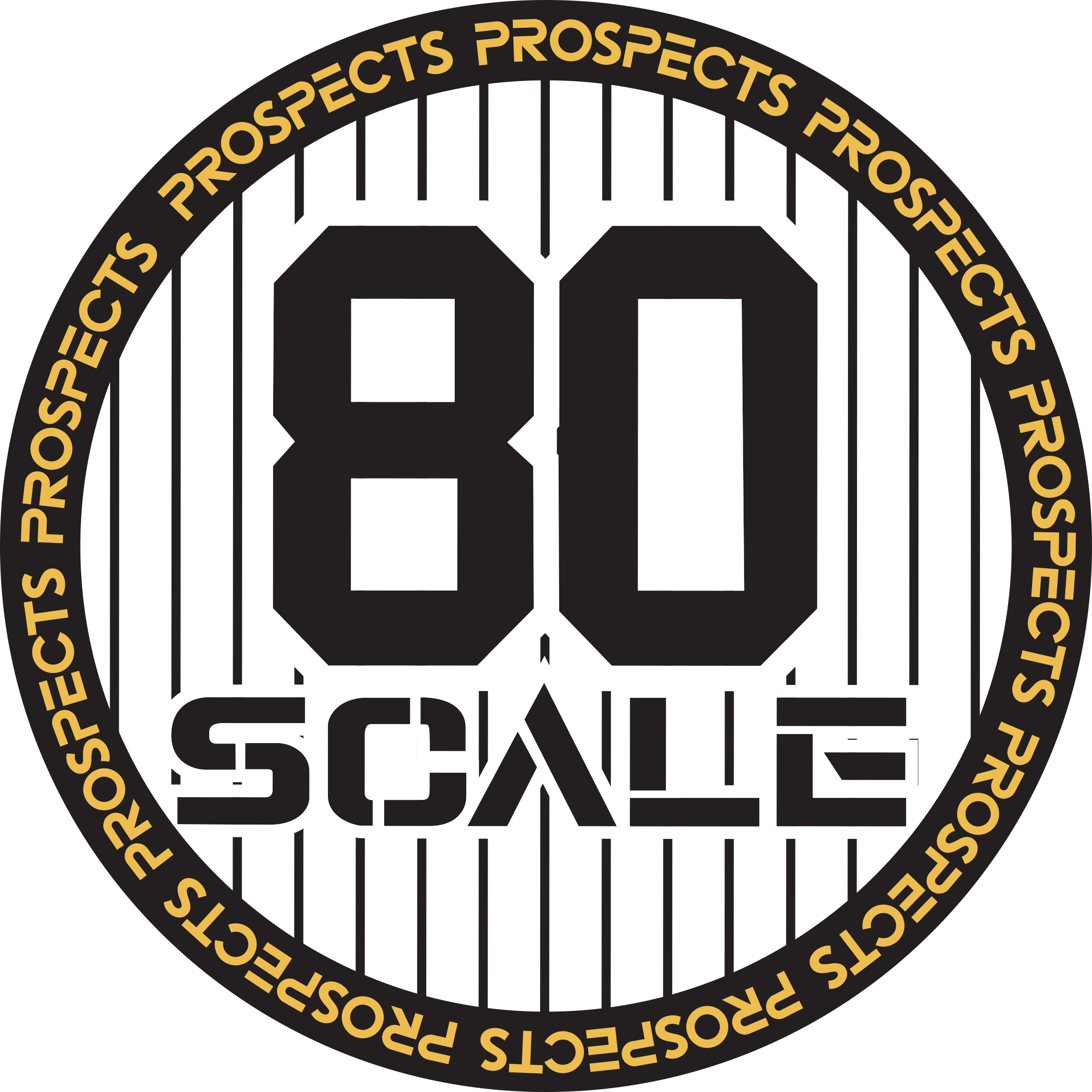 Circular logo with black background and gold text that reads 'Prospects, Opportunities, Prospects, Opportunities, Prospects' around the edge, and a barcode-like design in the center.