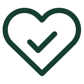 Outline heart with checkmark inside