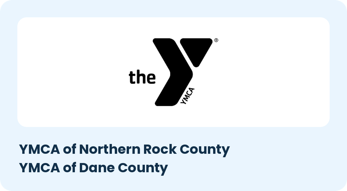 YMCA logo. YMCA of Northern Rock County and YMCA of Dane County