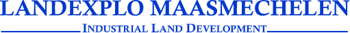 Logo met tekst 'Landexplo Maasmechelen' en ondertitel 'Industrial Land Development.'