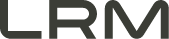 Het logo van LRM in zwart-witte kleuren op een transparante achtergrond.