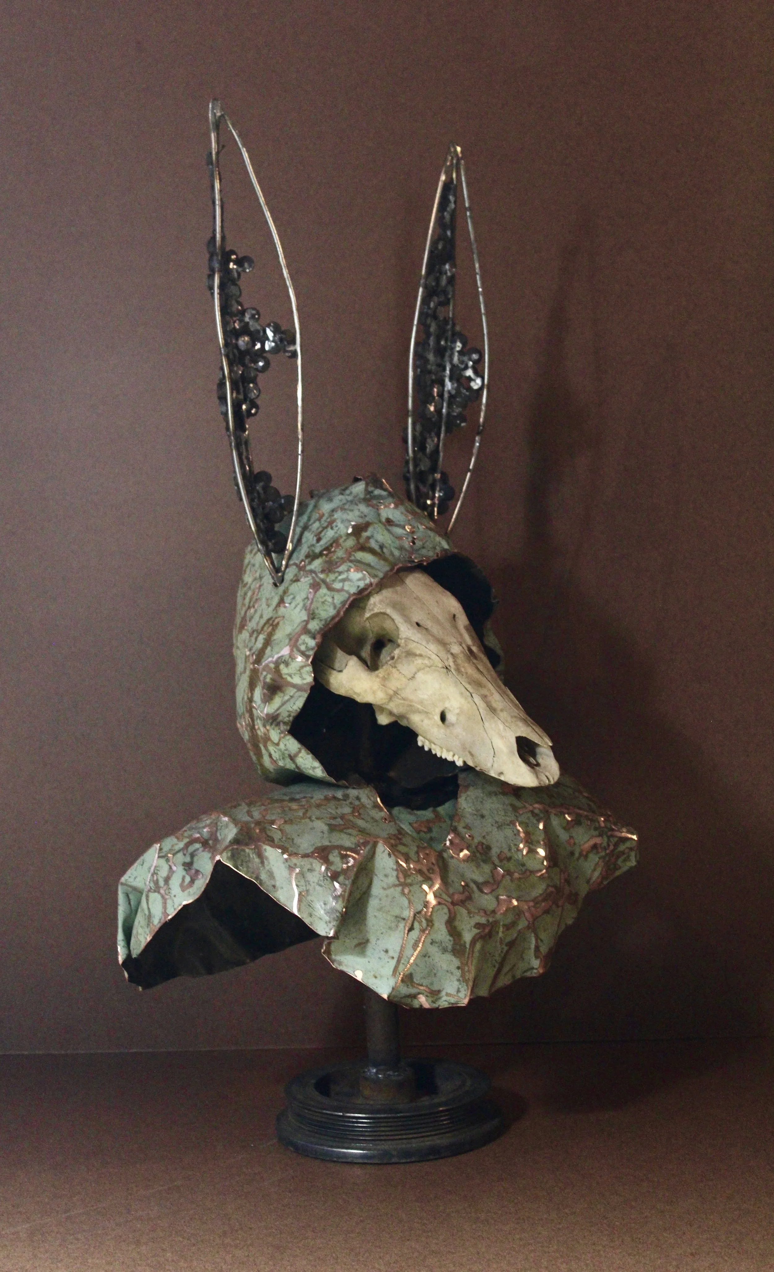 "Self Portrait", steel, copper, salvaged bone. 2023.