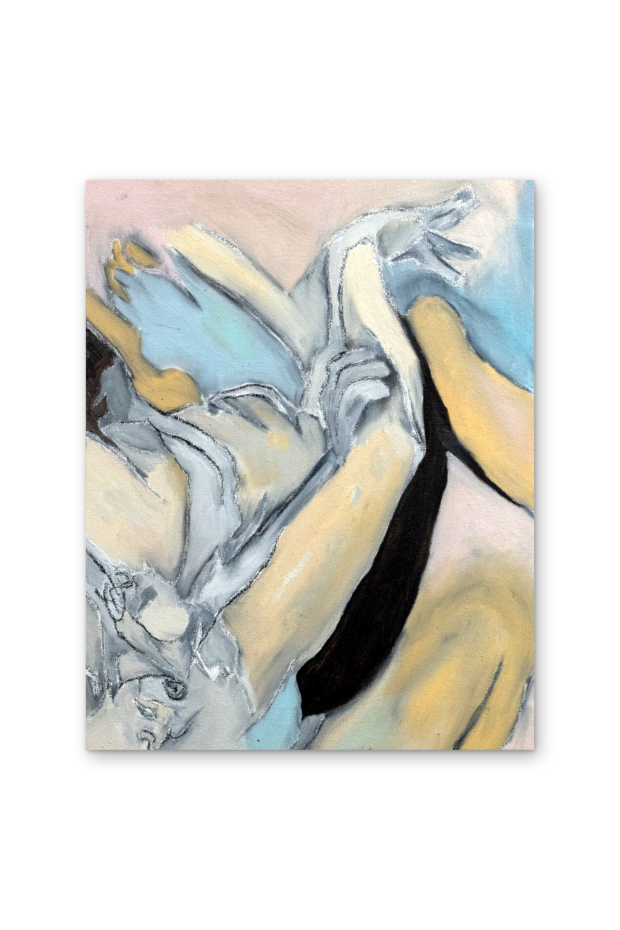 "Pinch", 18x14", oil and pastel on canvas. 2025.