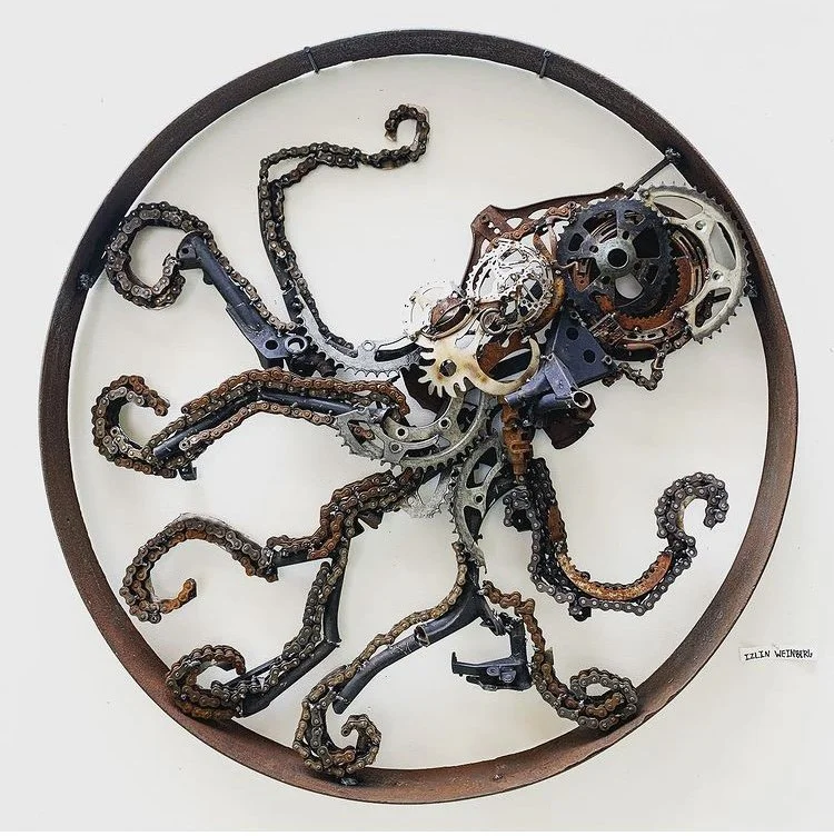 "Moto Octo", salvaged motorcycle parts. 2020.