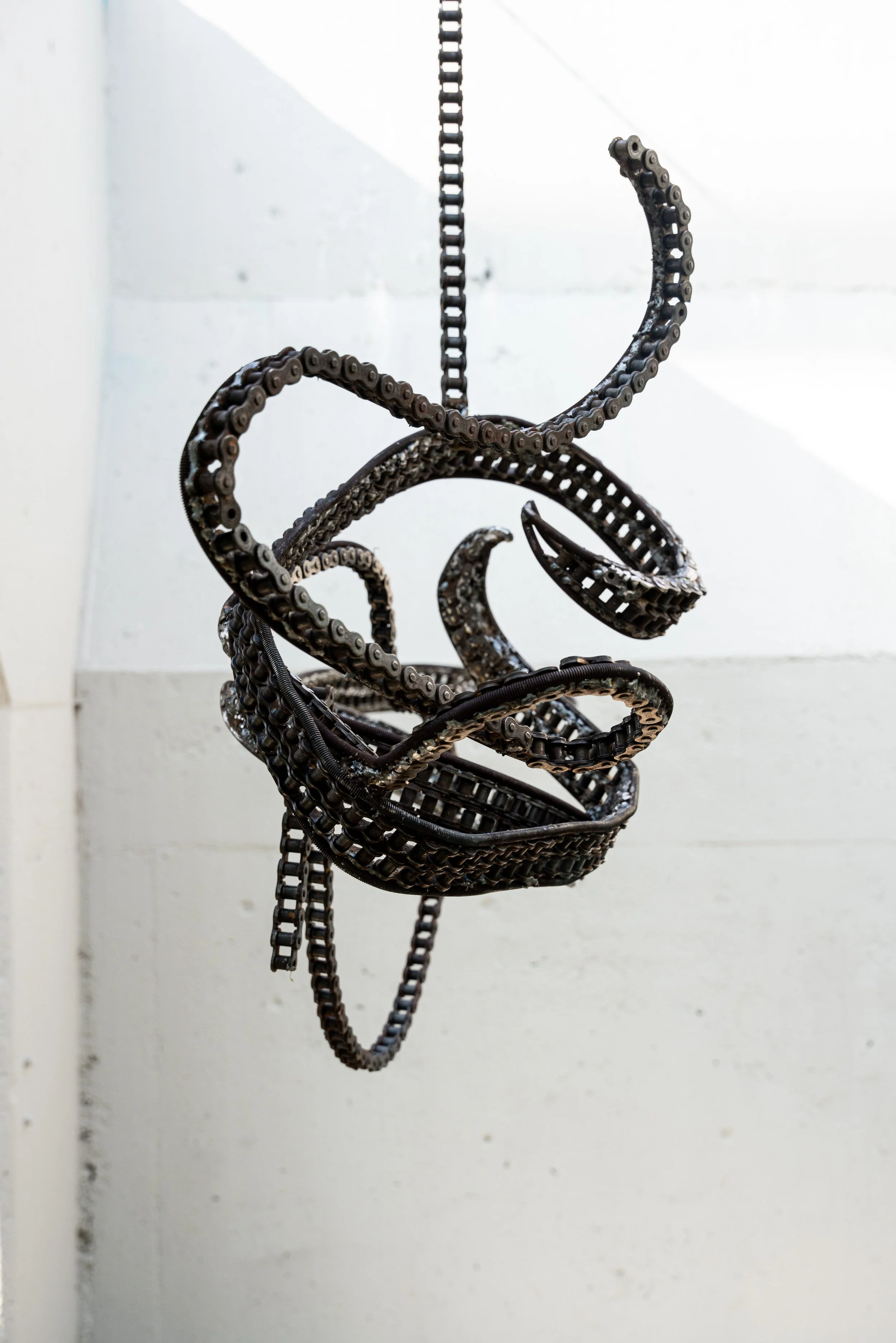 "Ink Sketch In Bloom", Salvaged chain. 2024.