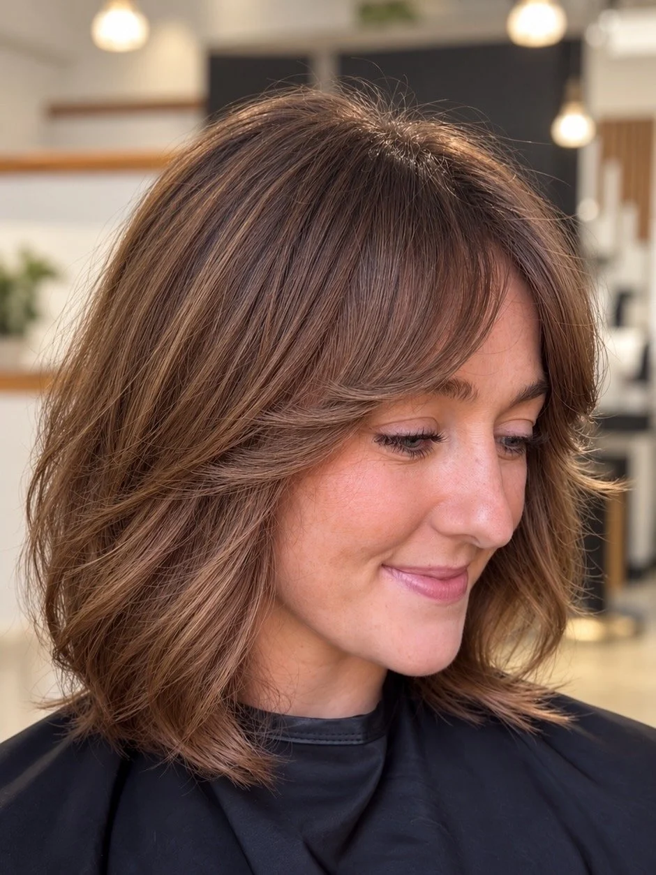 Ella Langley bangs, layered bob