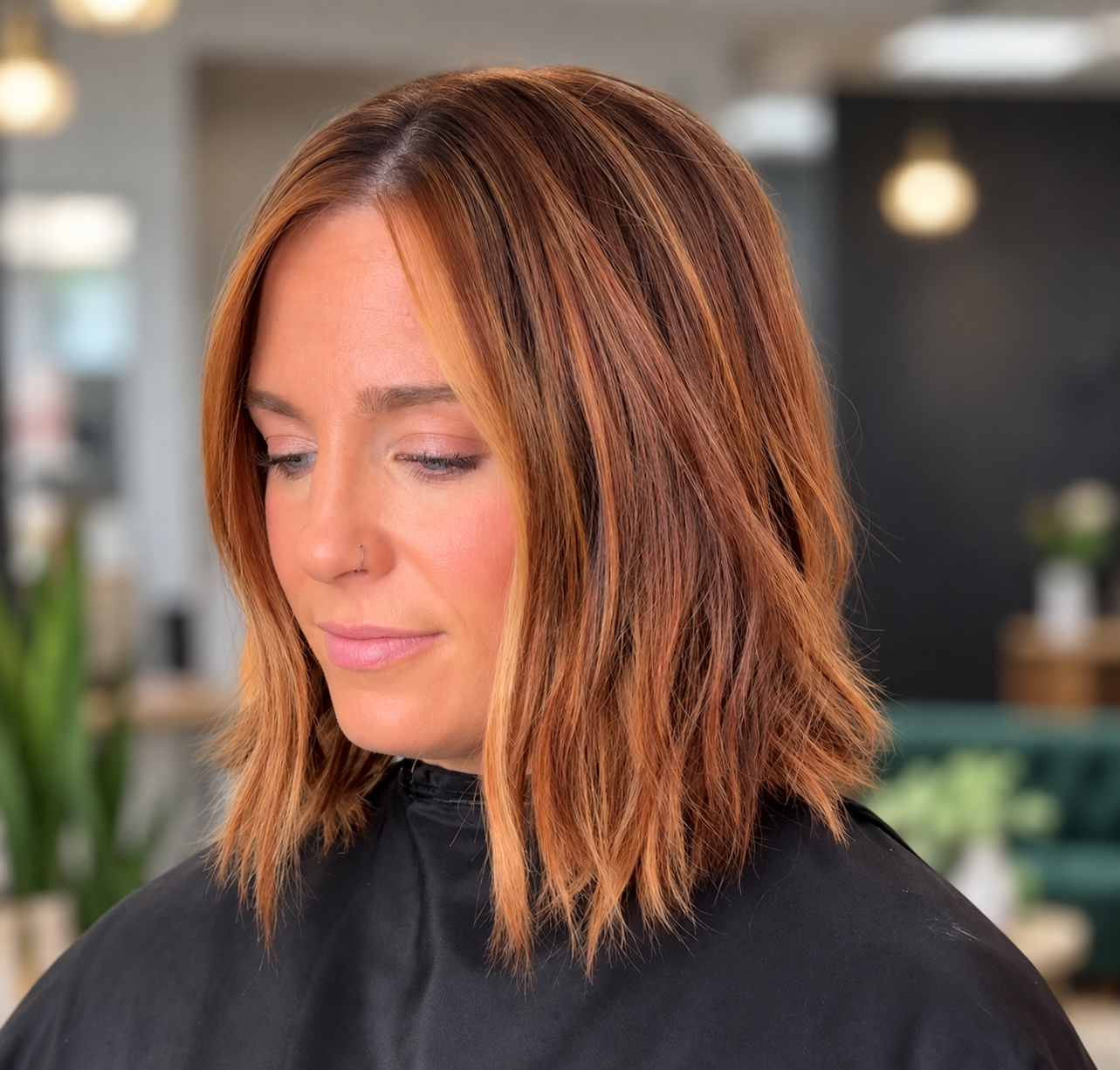 Red hair, best stylist for red hair in Lubbock, bob