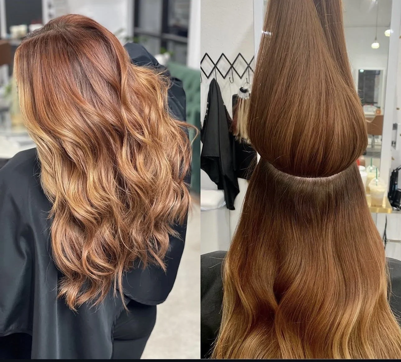Red hair, invisible hair extensions, red color