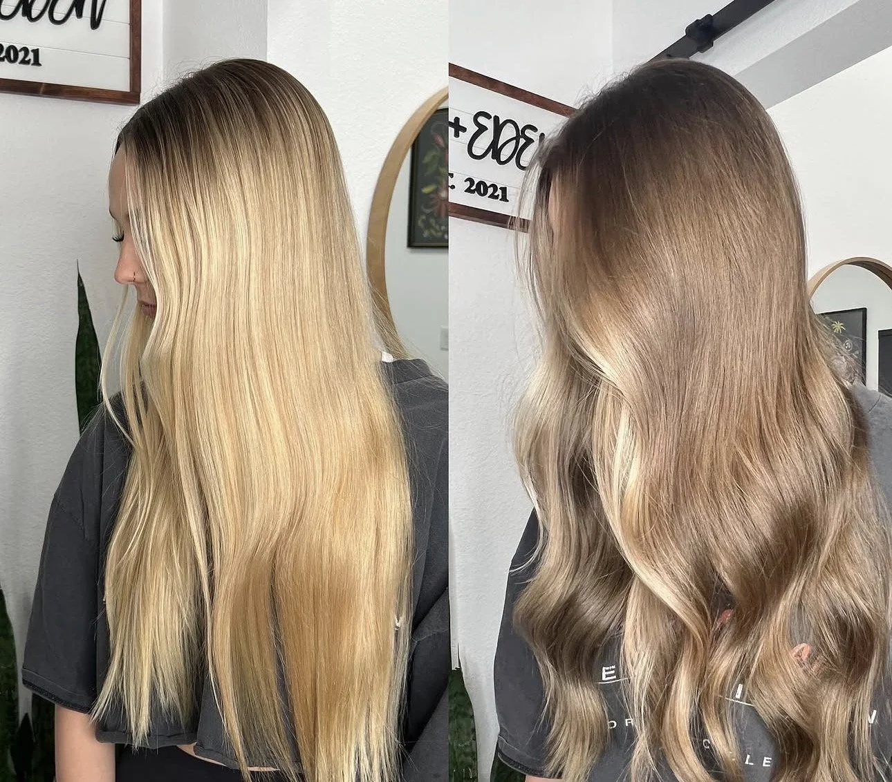 Hair transformatio, Balayage, blended highlights, long haircuts