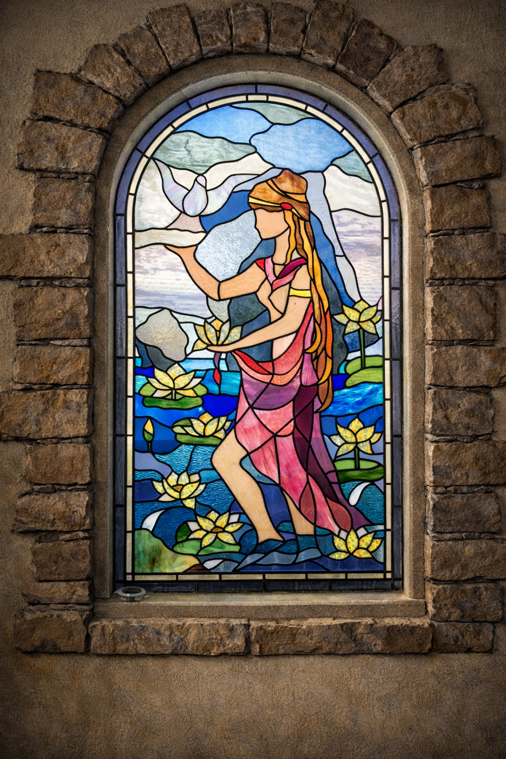 Stained glass woman with dove.png