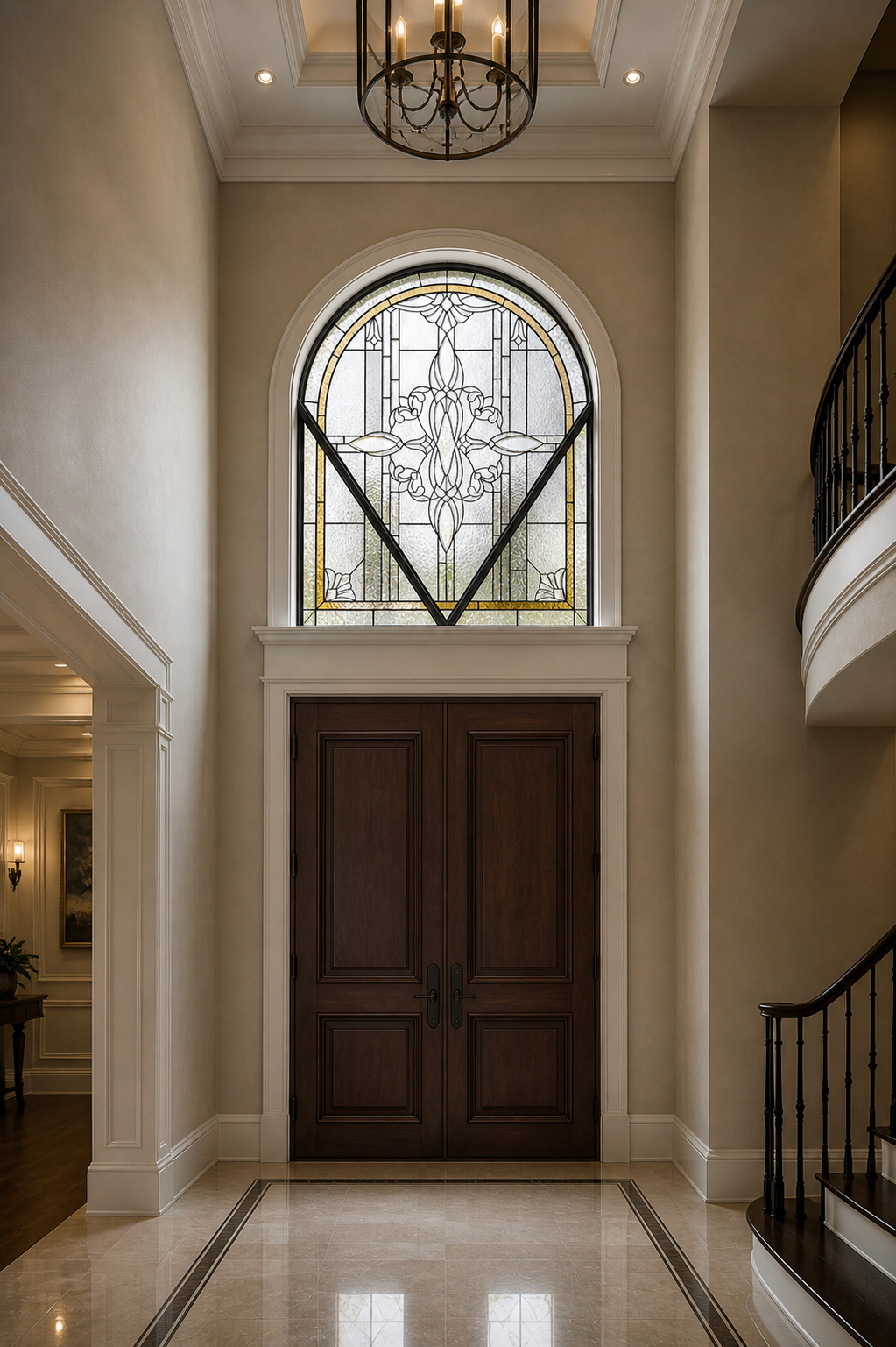 Elegant grand foyer with arched window.png