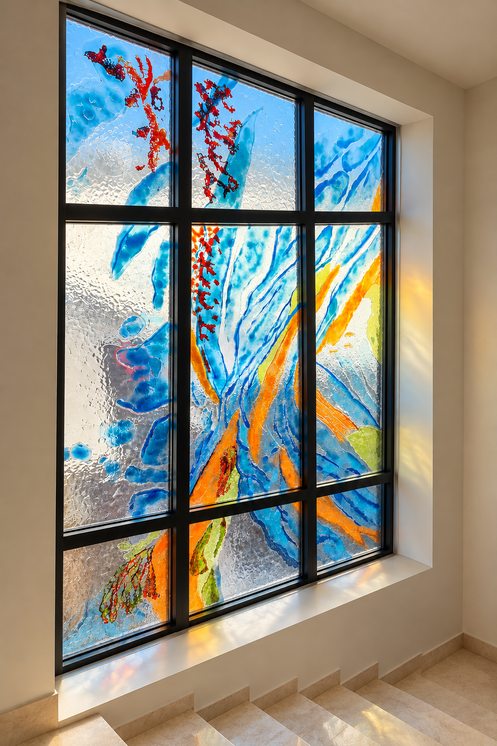 Modern Stained-Glass Stairwell Window.png