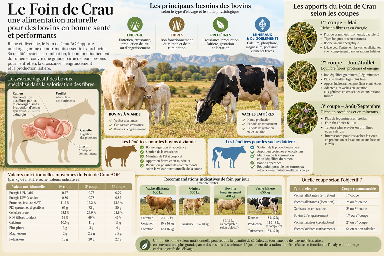 Foin de Crau AOP utilisé dans l'alimentation des bovins