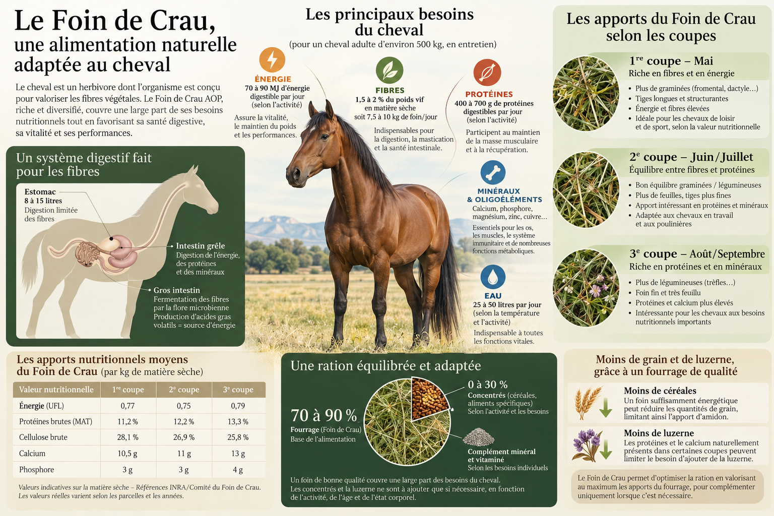 Foin de Crau AOP destiné à l'alimentation des chevaux