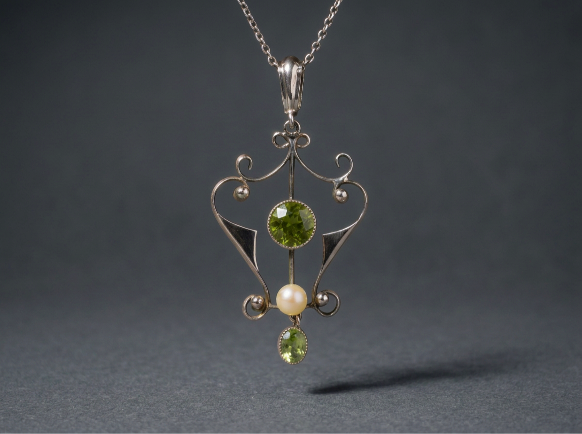 Peridot & Pearl Lavalier Pendant