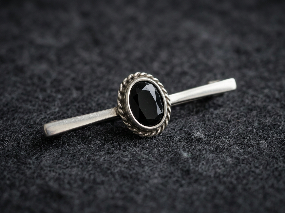 Victorian Onyx Mourning Bar Brooch