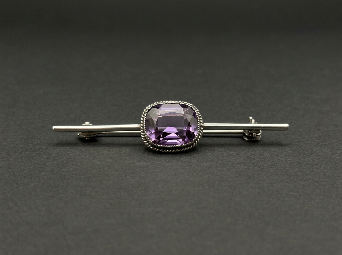 Mexican Renaissance Amethyst Bar Brooch