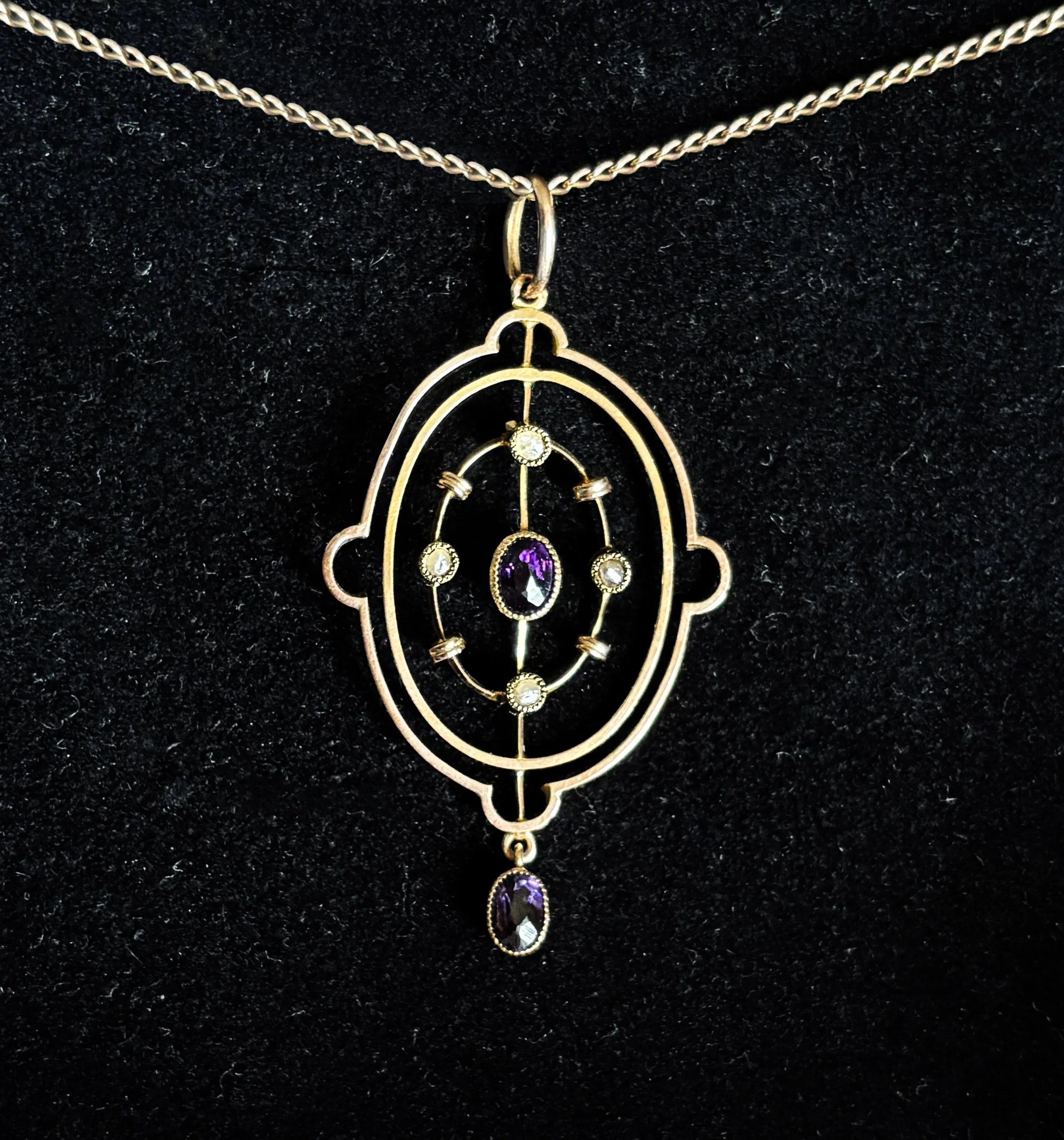 Amethyst and Pearl Lavalier Pendant