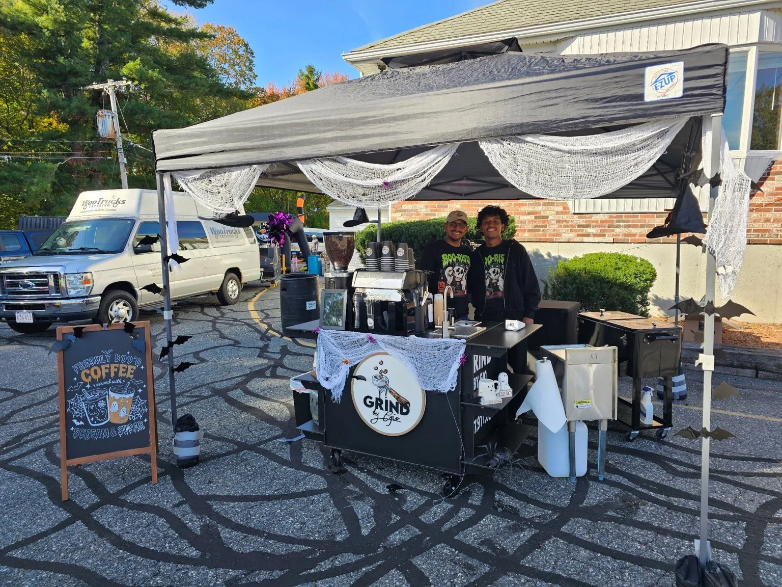 Grind by Gio mobile espresso cart at an outdoor community event